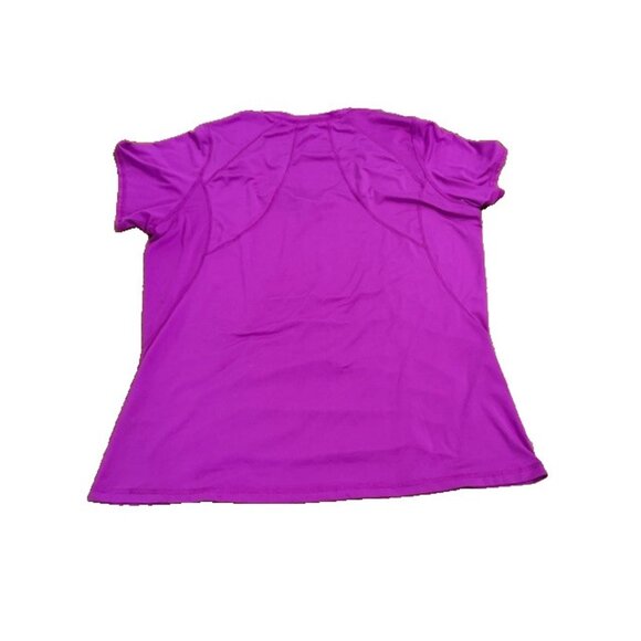 MTA Sports Short Sleeve Tee V Neck Magenta Pink Purple Shirred Gathered Plus 1X - Picture 3 of 6